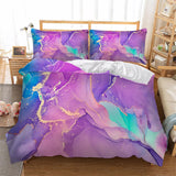 Modern Stripes Duvet Cover Set - Wrinkle-Resistant Material-Queen - Side View