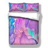 Modern Stripes Duvet Cover Set - Wrinkle-Resistant Material-Queen - Top-Down View