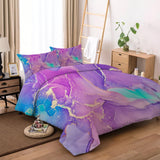 Modern Stripes Duvet Cover Set - Wrinkle-Resistant Material-Queen - Rear View