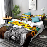 Nature-Inspired Floral Duvet Cover Set - Hypoallergenic Fabric-Single - Rear View
