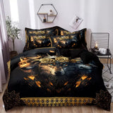 Nature-Inspired Floral Duvet Cover Set - Hypoallergenic Fabric-King - Close-Up Angle
