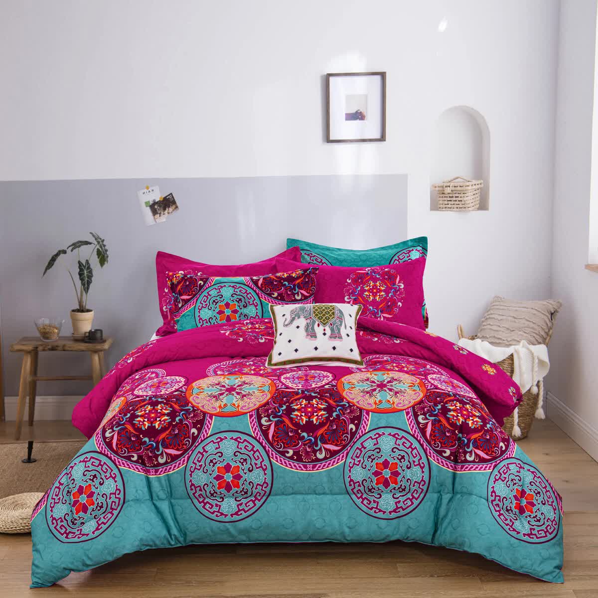 Aesthetic Glow Floral 3??iece Comforter Set with Matching Shams