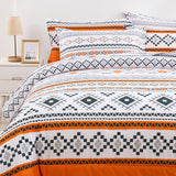 Boho Comforter Set, King Size, Reversible Orange Geometric 3-Piece Bedding Collection - 45-Degree Angle