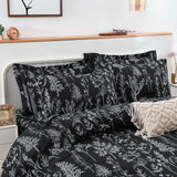 Floral Leaves Comforter Set, King Size, Microfiber Quilted Bedding with Pillowcase - 45-Degree Angle