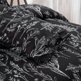 Floral Leaves Comforter Set, King Size, Microfiber Quilted Bedding with Pillowcase - Low Angle