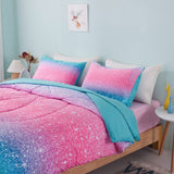 Marble Gradient Comforter Set, King Size, Quilted Bedding with Pillowcases