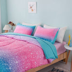 Marble Gradient Comforter Set, King Size, Quilted Bedding with Pillowcases