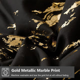 Black Gold Metallic Marble Comforter Set, Queen Size, Foil Print Glitter 3-Piece Bedding - Close-Up Angle