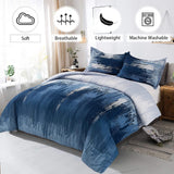 Ombre Blue Comforter Set, King Size, Gradient Blue Grey 3-Piece Boho Bedding - Side View