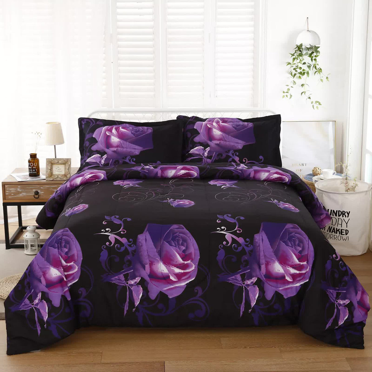 Rose Golden Hour Comforter Set ??Aesthetic 3??iece Bedroom Mood