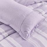 Midnight Calm stripes purple 3‑Piece Bedding – Cozy comforter Style - Side View