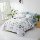 Floral Leaves Comforter Set, King Size, Quilted Bedding with Pillowcases - Front View