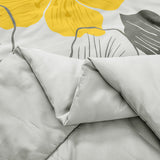 Floral Comforter Set, King Size, Yellow Floral 3-Piece Bedding, Lightweight Microfiber - Close-Up Angle