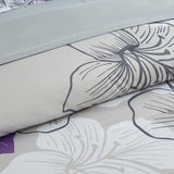 Floral Comforter Set, King Size, Purple Floral 3-Piece Bedding, Lightweight Microfiber - Rear View