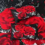 Chill Haven Red Rose 3‑Piece Comforter Bundle – Relax & Recharge Style - Close-Up Angle