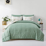 Soft Leaves Comforter Set, King Size, Plush Quilted Bedding with Pillowcases - Side View