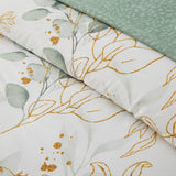Soft Leaves Comforter Set, King Size, Plush Quilted Bedding with Pillowcases - Top-Down View