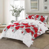 Luxurious rose Soft white 3 Pc Comforter & Pillow Cover Set - Front View