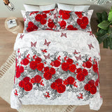 Luxurious rose Soft white 3 Pc Comforter & Pillow Cover Set - Side View