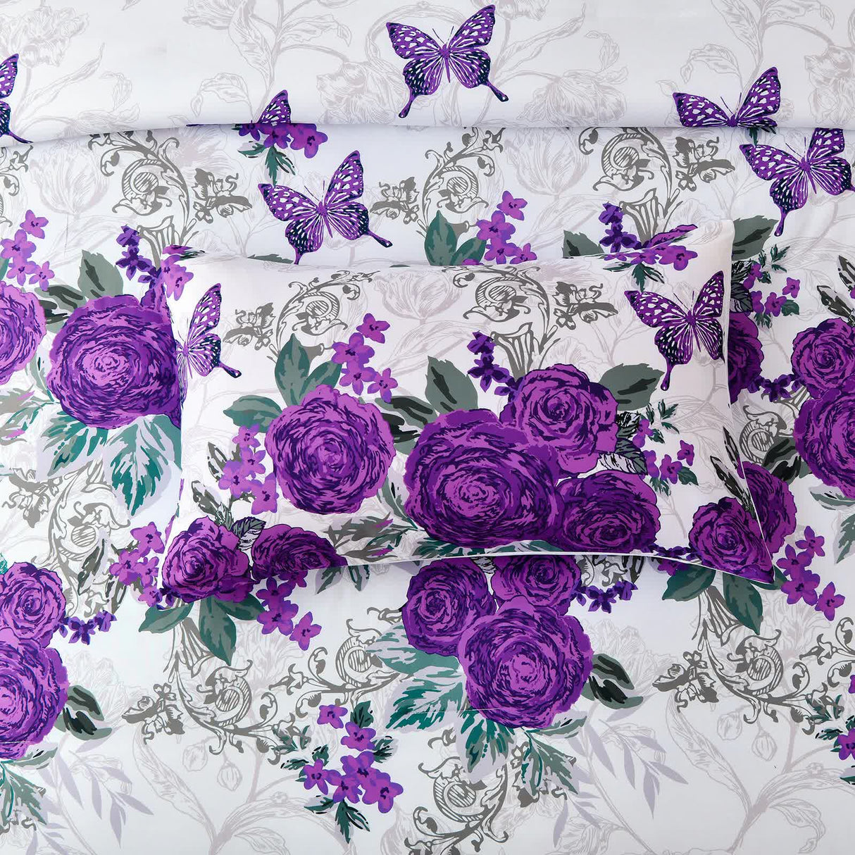 Luxe Loft Purple rose Quilted Comforter & Shams ??Trending 3??iece Set