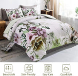 Floral Comforter Set, King Size, Green Floral 3-Piece Bedding, Soft Microfiber for All Seasons - Side View