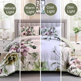 Floral Comforter Set, King Size, Green Floral 3-Piece Bedding, Soft Microfiber for All Seasons - Top-Down View