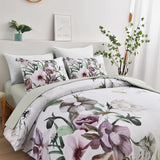 Floral Comforter Set, King Size, Green Floral 3-Piece Bedding, Soft Microfiber for All Seasons - 45-Degree Angle