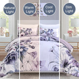 Floral Comforter Set, King Size, Purple Floral 3-Piece Bedding, Soft Microfiber for All Seasons - Top-Down View