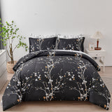 Soft Leaves Comforter Set, King Size, Quilted Bedding with Pillowcases - 45-Degree Angle