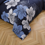 King Comforter Set, Navy Blue Floral 3-Piece Bedding, Soft Microfiber for All Seasons - Top-Down View