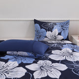 King Comforter Set, Navy Blue Floral 3-Piece Bedding, Soft Microfiber for All Seasons - Extra Image