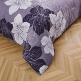 King Comforter Set, Dark Purple Floral 3-Piece Bedding, Soft Microfiber for All Seasons - Side View