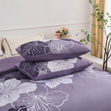 King Comforter Set, Dark Purple Floral 3-Piece Bedding, Soft Microfiber for All Seasons - 45-Degree Angle