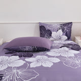 King Comforter Set, Dark Purple Floral 3-Piece Bedding, Soft Microfiber for All Seasons - Close-Up Angle