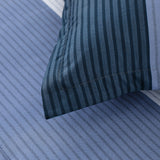 Navy Blue Comforter Set, King Size, Striped 3-Piece Bedding Collection - Close-Up Angle