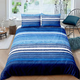 Nordic Calm stripes Blue 3??iece Comforter Set ??Scandi Chic Vibes