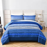Nordic Calm stripes Blue 3??iece Comforter Set ??Scandi Chic Vibes