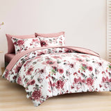 Pure Haven Pink floral 3‑Piece Comforter Set – Clean & Calm Vibe - Front View