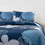 Frosted Magnolia Chic blue 3 Pc Bedspread & Pillow Cover KING Set - Close-Up Angle
