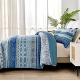 Boho Vibes blue Bedding Set – 3‑Piece Comforter & Pillow Covers - Side View
