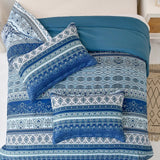 Boho Vibes blue Bedding Set – 3‑Piece Comforter & Pillow Covers - Rear View