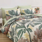 Soft Floral Leaf Comforter Set, King Size, Warm Quilted Bedding with Pillowcases - 45-Degree Angle