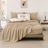 Soft Floral Leaf Comforter Set, King Size, Plush Quilted Bedding with Pillowcases - Side View