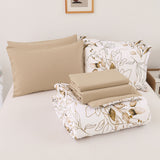 Soft Floral Leaf Comforter Set, King Size, Plush Quilted Bedding with Pillowcases - Extra Image