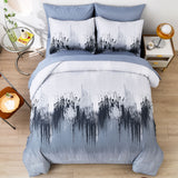 Floral Stripes Comforter Set, King Size, Warm 3-Piece Bedding with Pillowcases - Front View