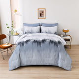 Floral Stripes Comforter Set, King Size, Warm 3-Piece Bedding with Pillowcases - Side View