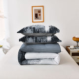 Floral Stripes Comforter Set, King Size, Warm 3-Piece Bedding with Pillowcases - Close-Up Angle
