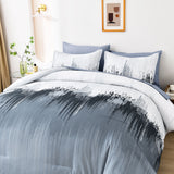 Floral Stripes Comforter Set, King Size, Warm 3-Piece Bedding with Pillowcases - Low Angle