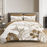 SOFT Floral Comforter Set, King Size, Plush Winter Bedding with Pillowcases - Side View