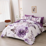 Chic Floral Print Quilt Set, Available in Queen/King, Cozy and Durable Bedding with Pillow Shams